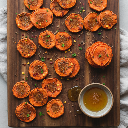 Moroccan Carrot Crunch on Walnut Board